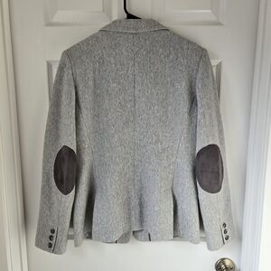 LOFT Heather Gray Textured Blazer Jacket Size 10 With Elbow Patches Women's